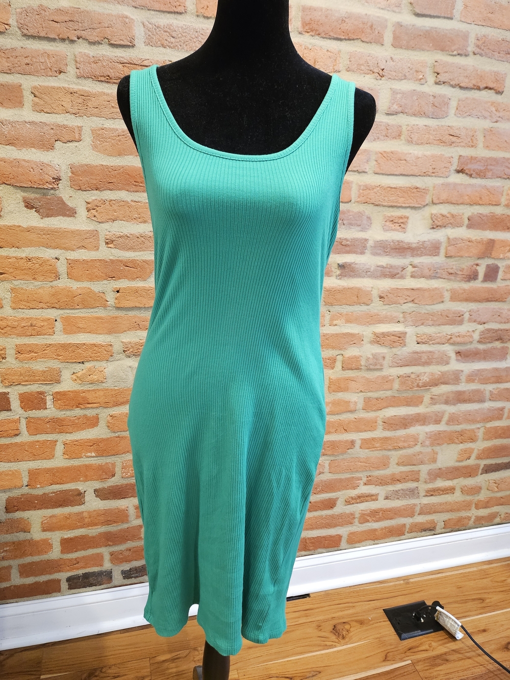Sleeveless Ribbed Scoop Neck Dress - Green